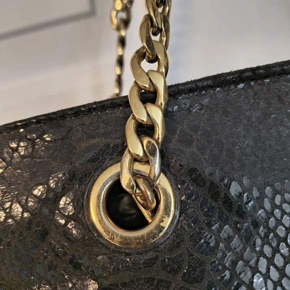 Michael Kors Black Snake Print Shoulder Bag Animal Print Designer Purse